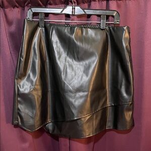 Grace Karin Black Faux Leather Skort